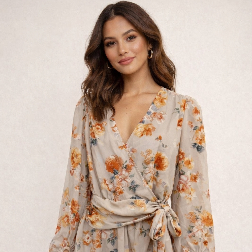 Hudson Gray Floral Wrap Mini Dress Women's Size Medium